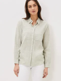 Shirts & Blouses^Phase Eight Oliva Ruched Side Stripe Shirt Sage