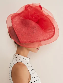 Fascinators & Hats^Phase Eight Oversized Crin Flower Fascinator Red