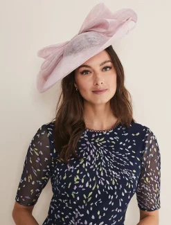 Fascinators & Hats^Phase Eight Oversized Double Bow Disc Fascinator Misty Mauve