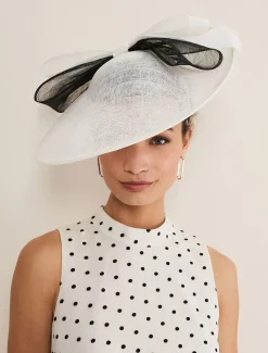 Fascinators & Hats^Phase Eight Oversized Double Bow Disc Fascinator Ivory/Black