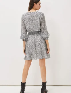 Dresses^Phase Eight Paige Abstract Print Dress Navy/Ivory