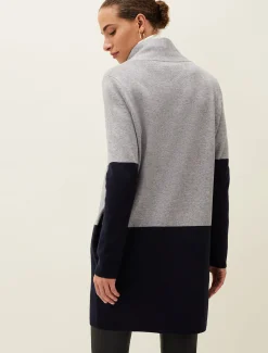 Coats^Phase Eight Paloma Colourblock Knit Coat Navy/Grey