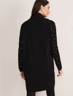 Coats^Phase Eight Paloma Stud Sleeve Knit Coat Black