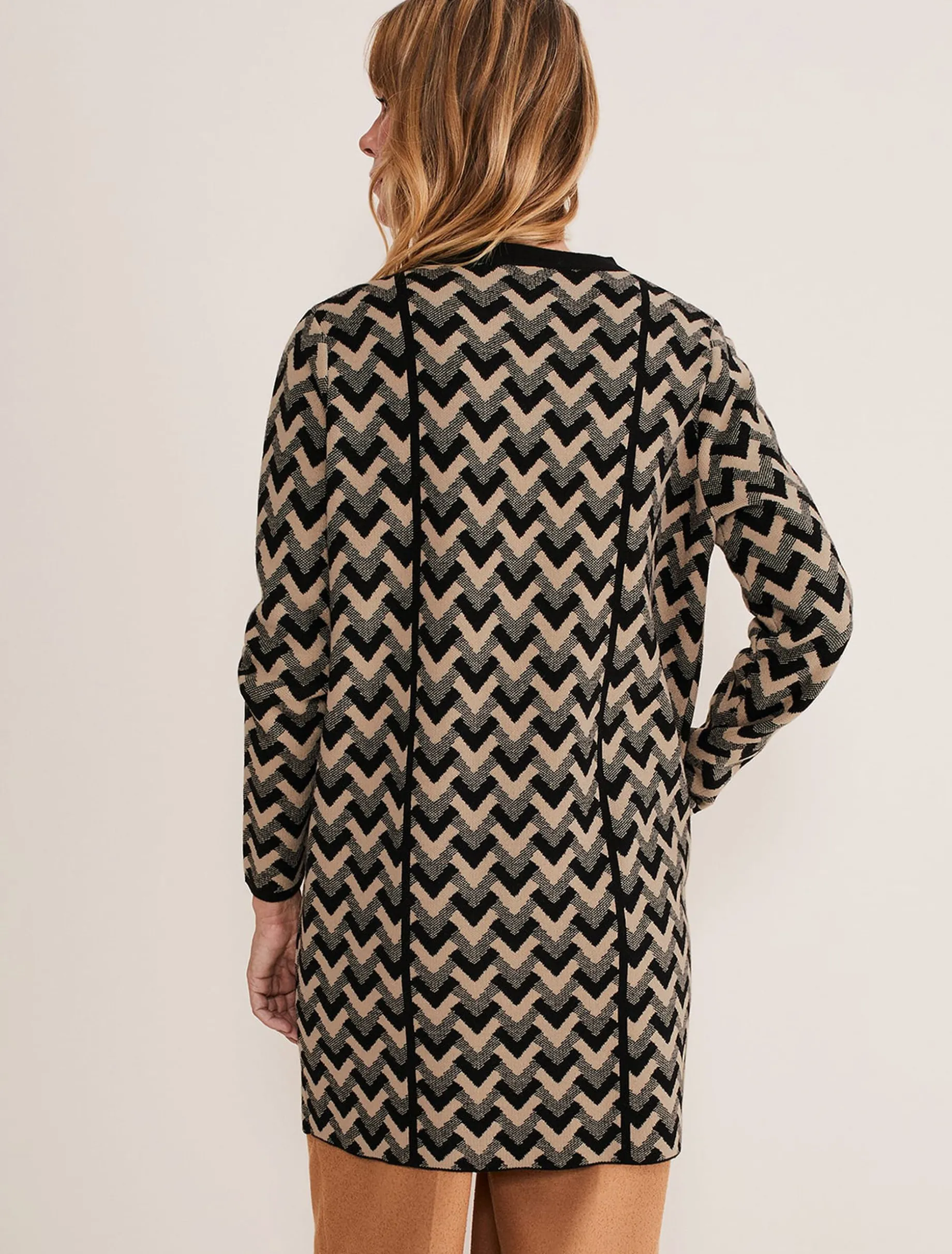 Coats^Phase Eight Perrie Geo Jacquard Knit Coat Camel/Black