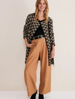 Coats^Phase Eight Perrie Geo Jacquard Knit Coat Camel/Black