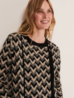 Coats^Phase Eight Perrie Geo Jacquard Knit Coat Camel/Black