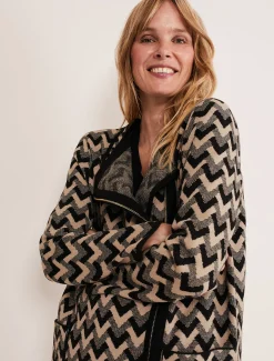 Coats^Phase Eight Perrie Geo Jacquard Knit Coat Camel/Black