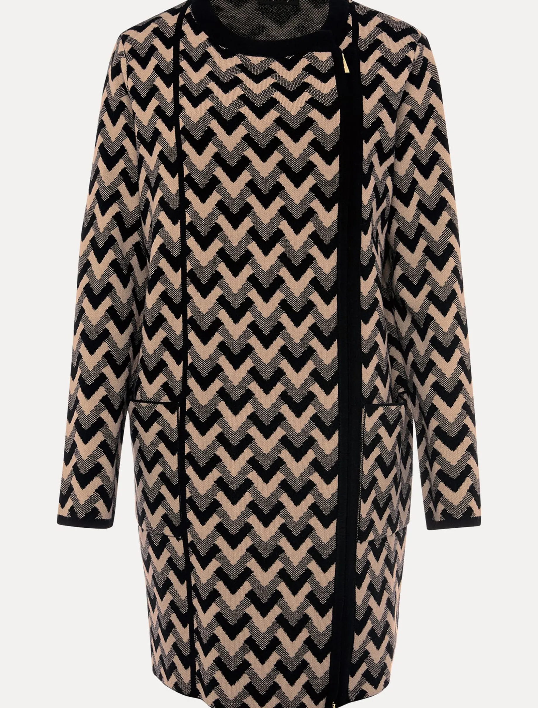 Coats^Phase Eight Perrie Geo Jacquard Knit Coat Camel/Black
