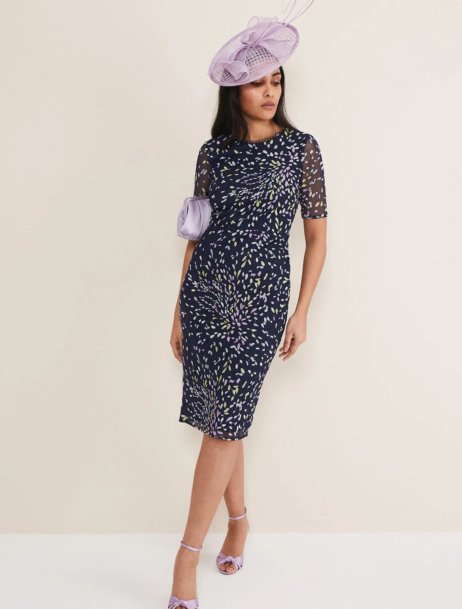 Dresses^Phase Eight Petite Aileena Embroidered Dress Navy/Multi