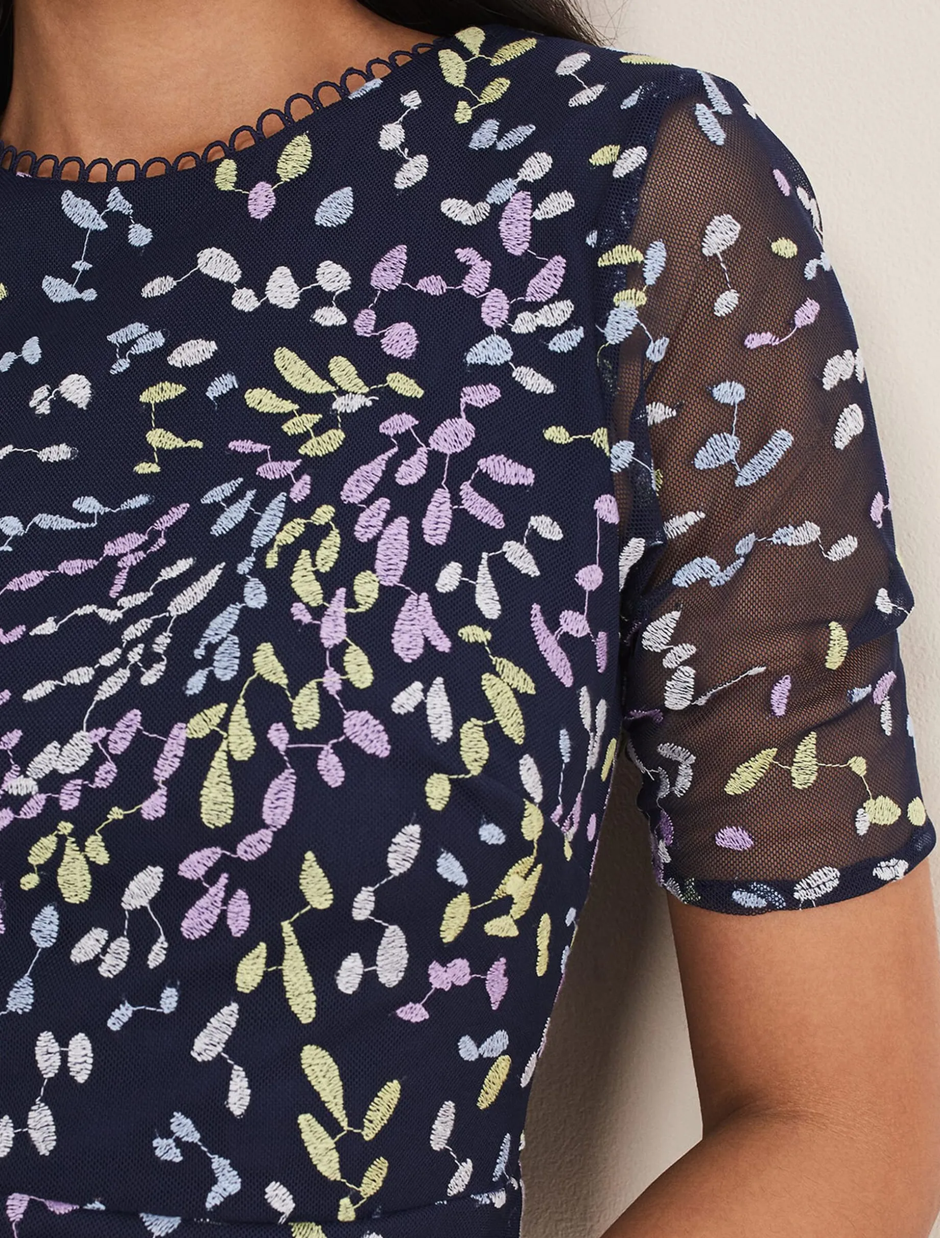 Dresses^Phase Eight Petite Aileena Embroidered Dress Navy/Multi