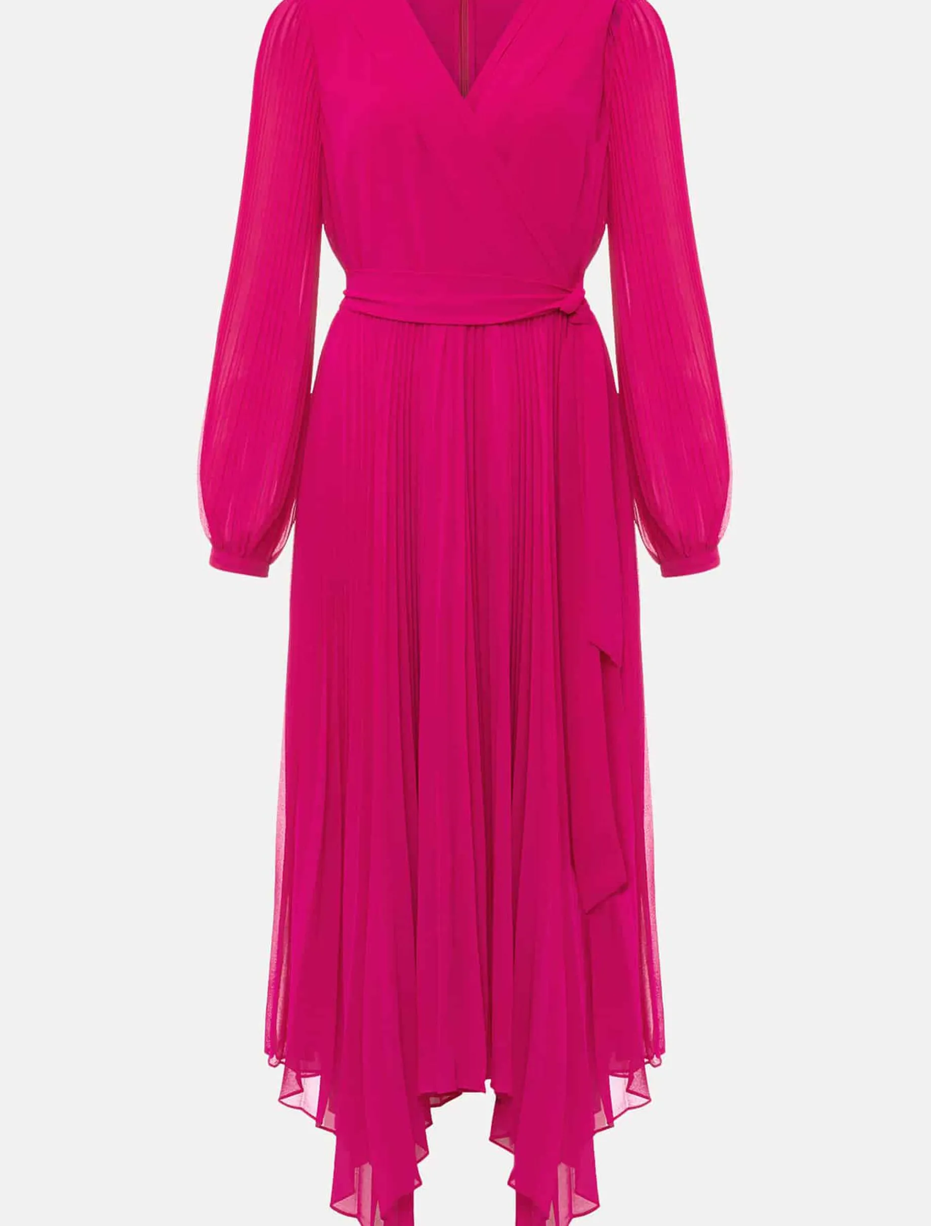 Dresses^Phase Eight Petra Pleated Wrap Dress Magenta Pink