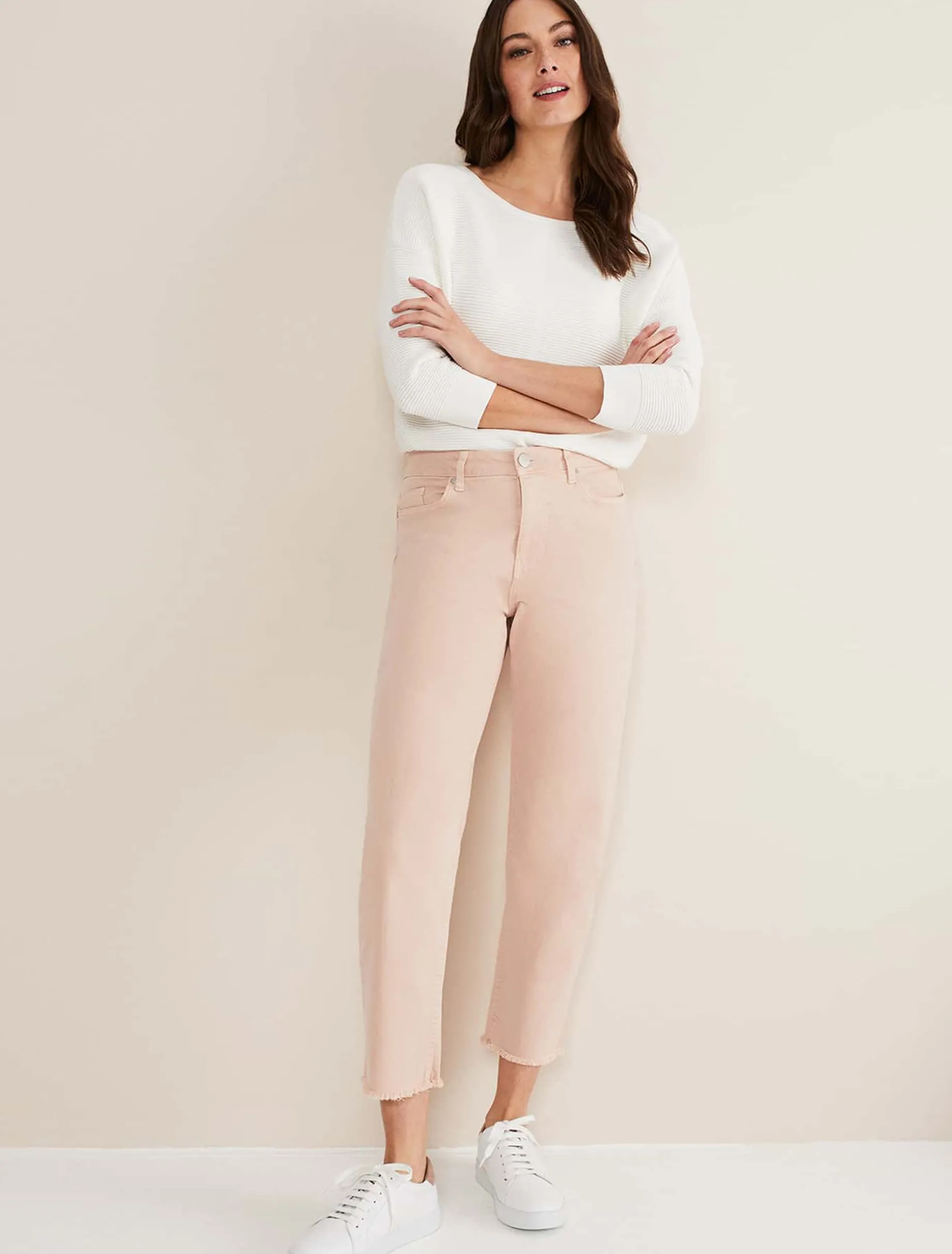 Trousers & Shorts^Phase Eight Petra Raw Hem Straight Leg Jean Pink