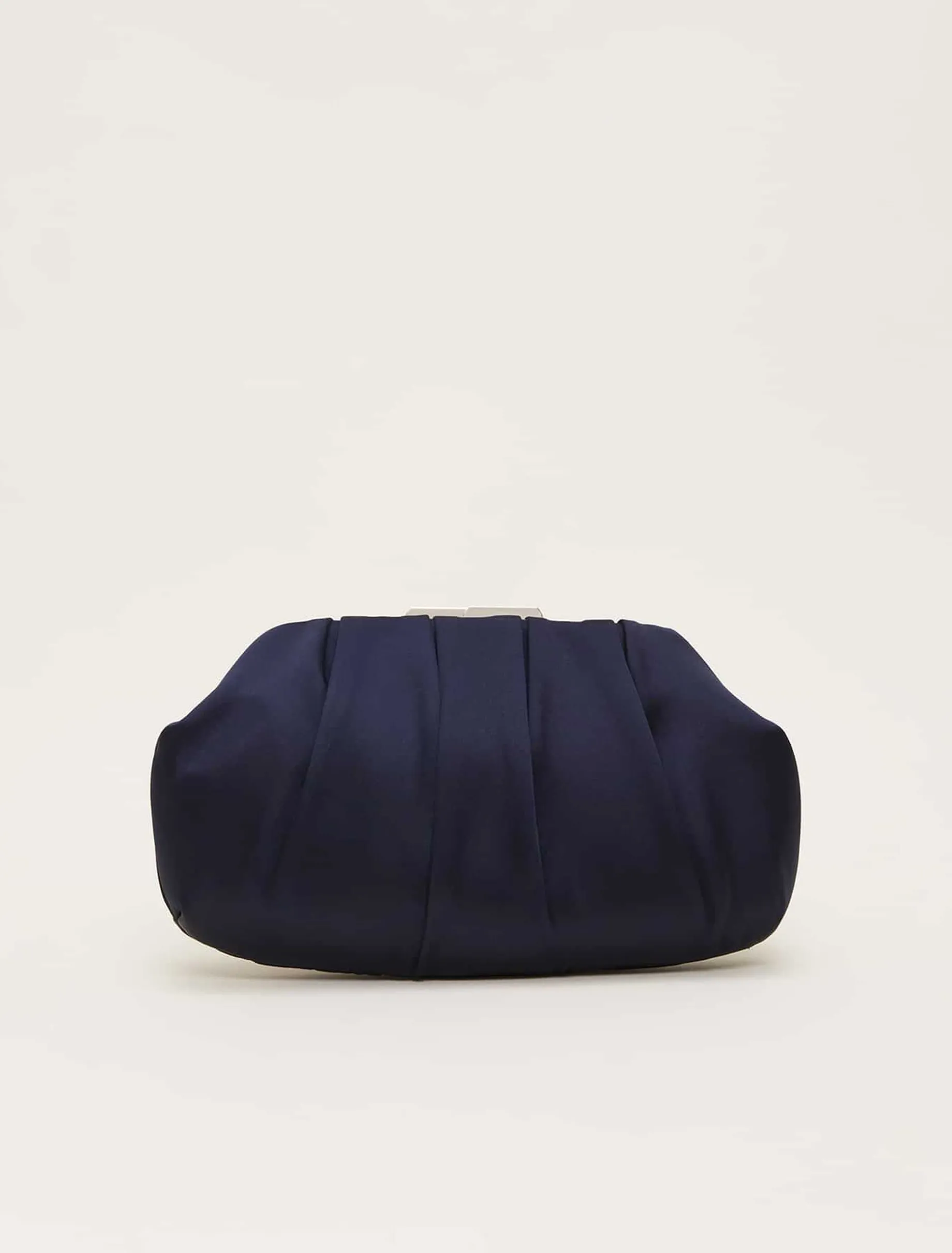 Bags^Phase Eight Pleat Frame Satin Clutch Bag Navy