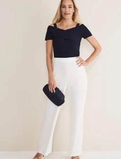 Bags^Phase Eight Pleat Frame Satin Clutch Bag Navy