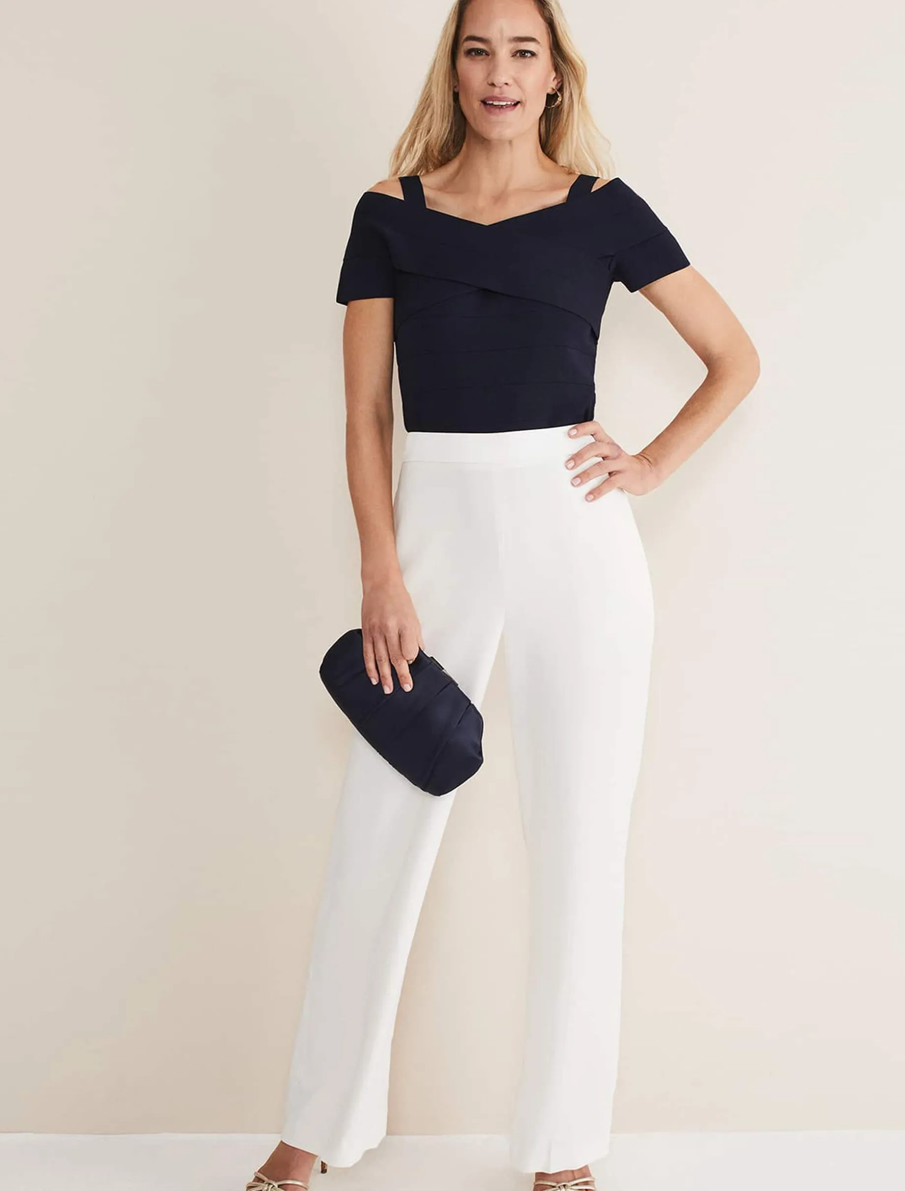 Bags^Phase Eight Pleat Frame Satin Clutch Bag Navy