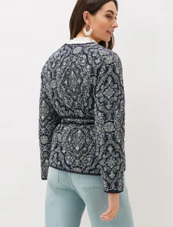 Jackets^Phase Eight Polly Paisley Reversible Quilted Jacket Navy/Multi