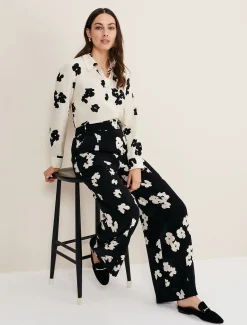 Trousers & Shorts^Phase Eight Rae Floral Wide Leg Trouser Black