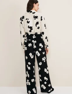 Trousers & Shorts^Phase Eight Rae Floral Wide Leg Trouser Black