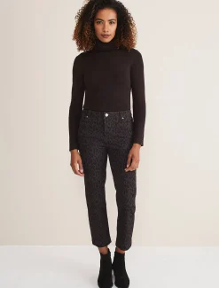 Trousers & Shorts^Phase Eight Ramona Leopard Print Straight Leg Jean Brown