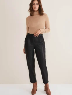 Trousers & Shorts^Phase Eight Rya Pleather Straight Leg Trouser Black
