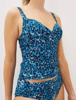 Swimwear^Phase Eight Sara Animal Print Tankini Top Turquoise