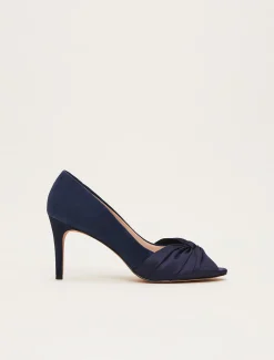 Occasion Shoes^Phase Eight Satin Twist Peeptoe Shoe Navy