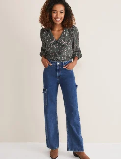 Trousers & Shorts^Phase Eight Scout Cargo Wide Leg Jeans Mid Blue
