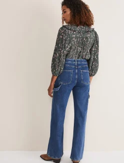 Trousers & Shorts^Phase Eight Scout Cargo Wide Leg Jeans Mid Blue