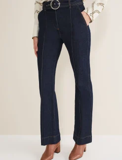 Trousers & Shorts^Phase Eight Shawna Belted Bootcut Jeans Dark Indigo