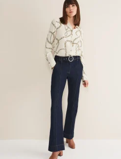 Trousers & Shorts^Phase Eight Shawna Belted Bootcut Jeans Dark Indigo