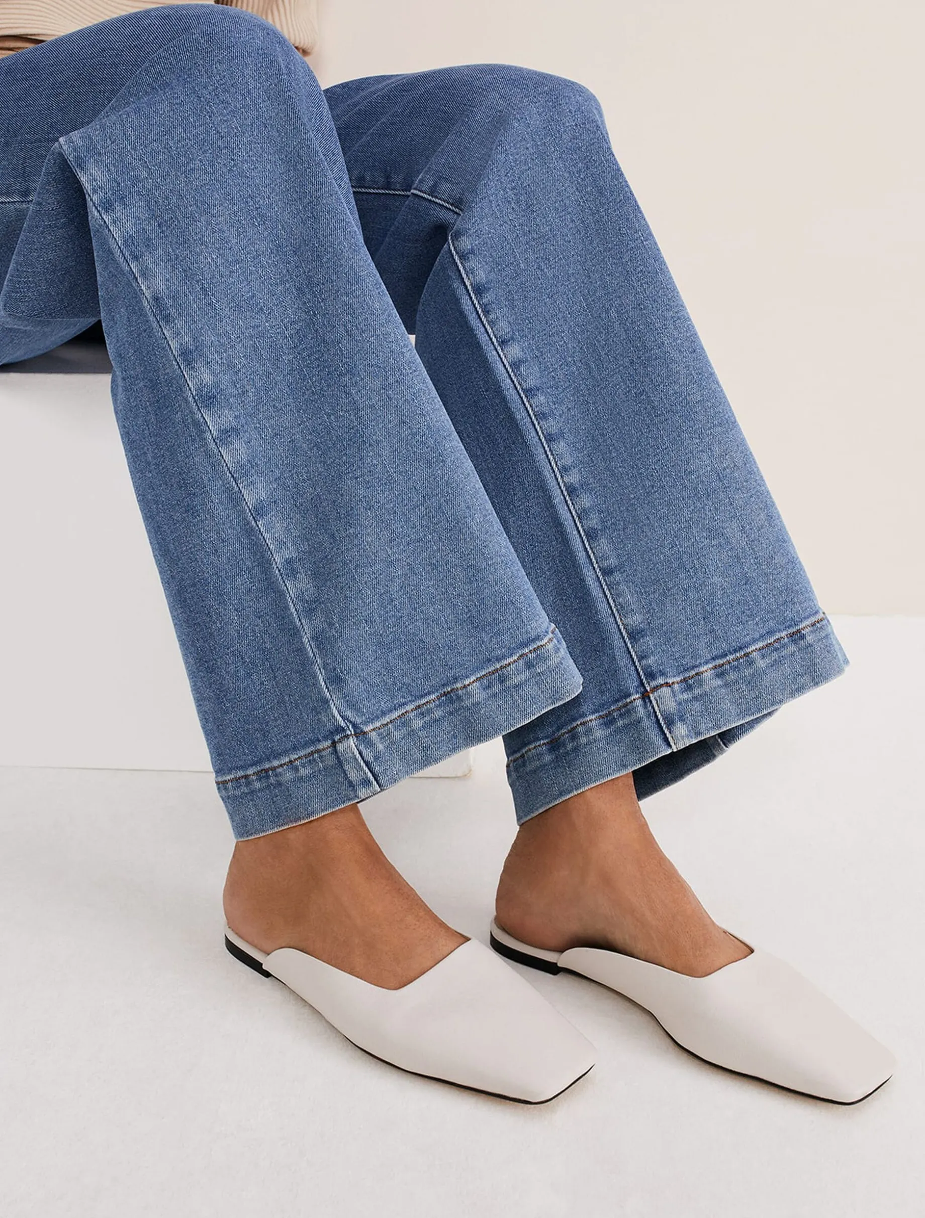 Flats^Phase Eight Slip On Mule Shoe Ivory