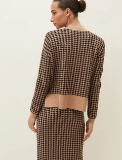 Knitwear^Phase Eight Soph Dogtooth Co-Ord Jumper Camel/Black