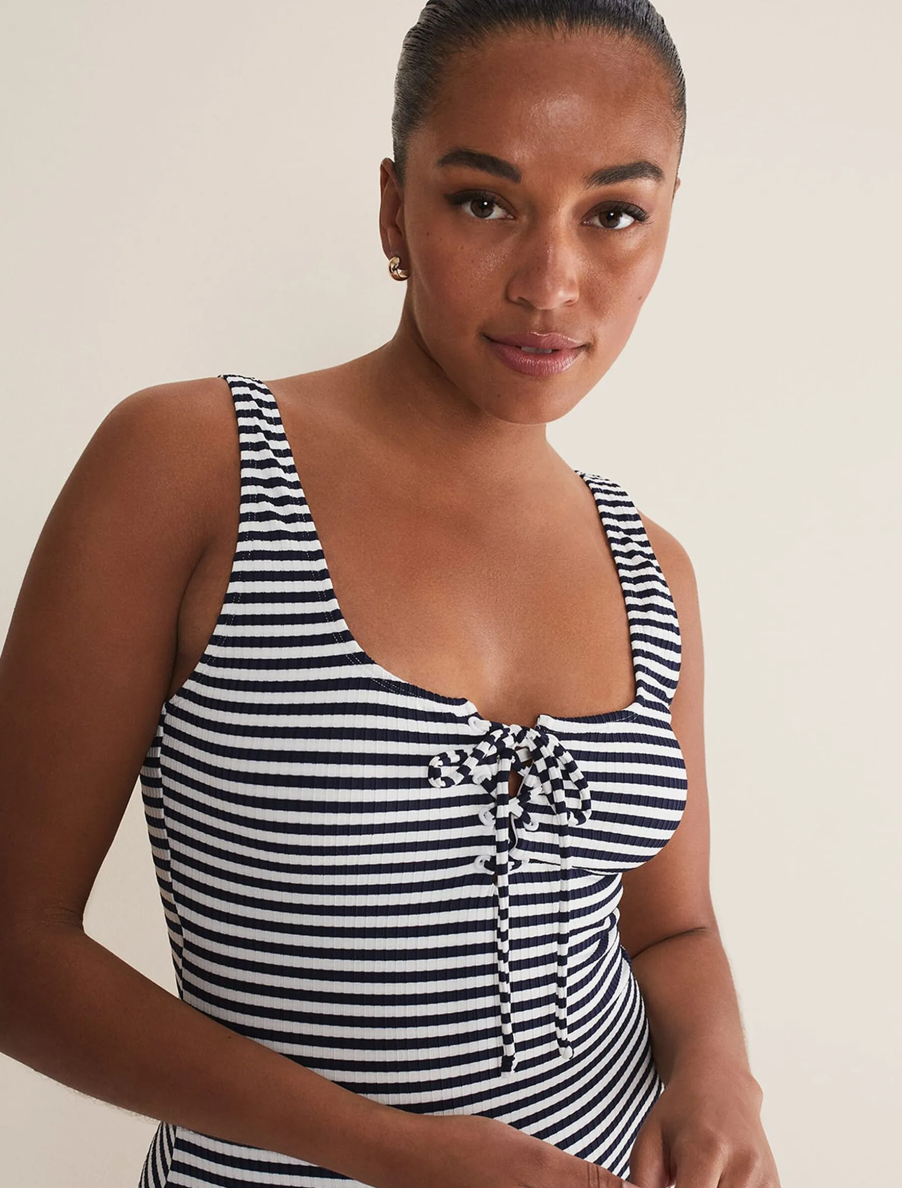Swimwear^Phase Eight Striped Ribbed Swimsuit Navy/Ivory