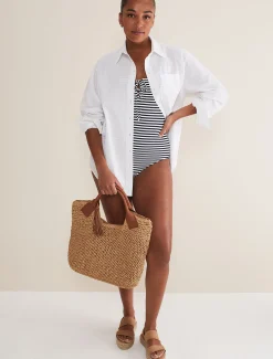 Swimwear^Phase Eight Striped Ribbed Swimsuit Navy/Ivory