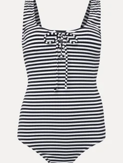 Swimwear^Phase Eight Striped Ribbed Swimsuit Navy/Ivory