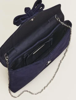 Bags^Phase Eight Structured Bow Clutch Navy
