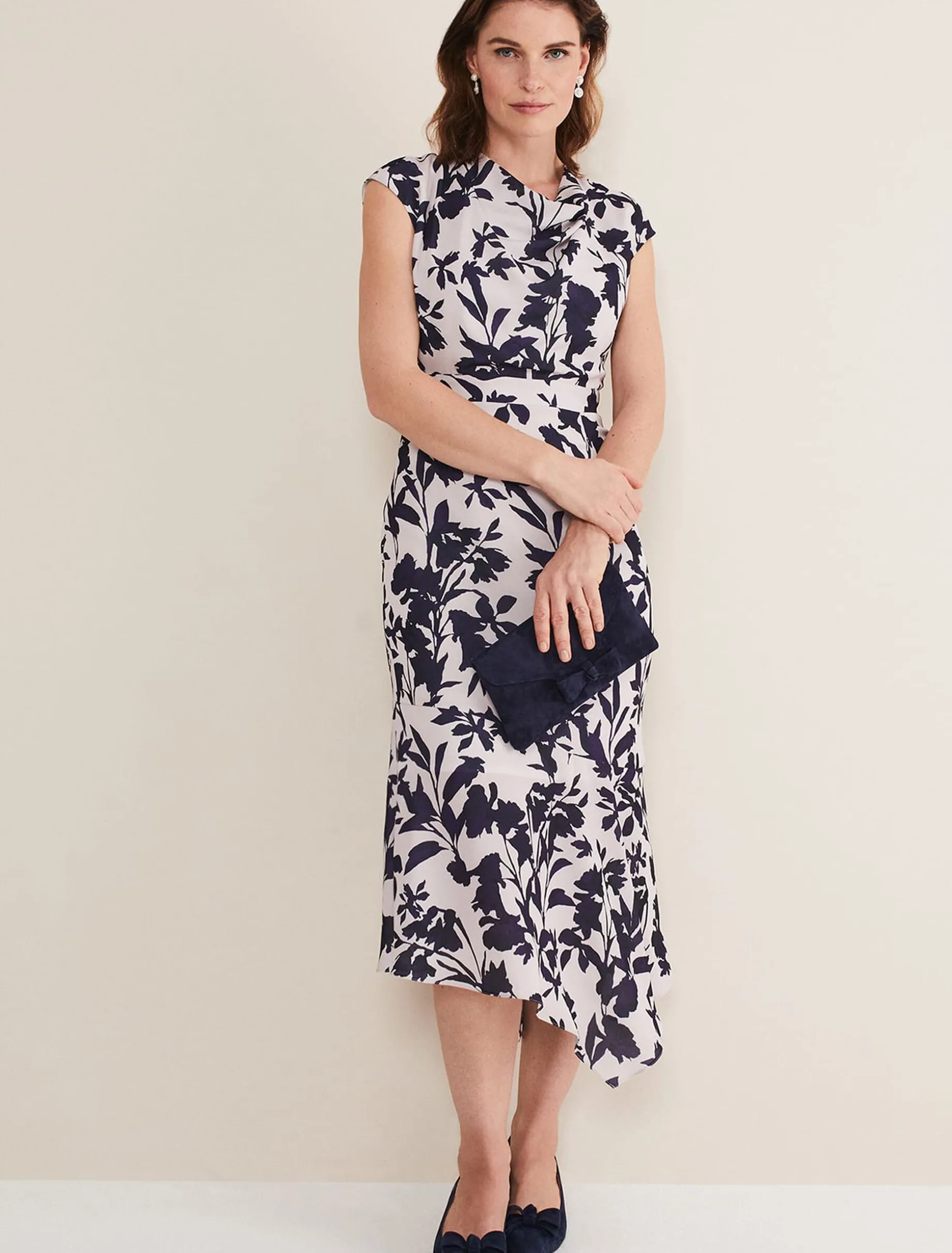 Bags^Phase Eight Structured Bow Clutch Navy