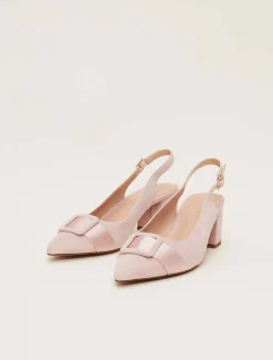 Occasion Shoes^Phase Eight Suede Buckle Block Heel Shoe Antique Rose
