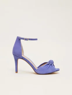Occasion Shoes^Phase Eight Suede Knot Front Heeled Sandal Foxglove Blue