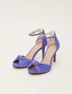 Occasion Shoes^Phase Eight Suede Knot Front Heeled Sandal Foxglove Blue