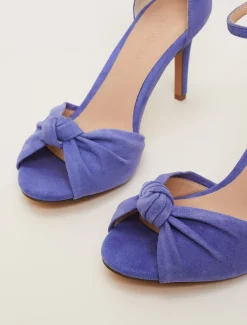 Occasion Shoes^Phase Eight Suede Knot Front Heeled Sandal Foxglove Blue