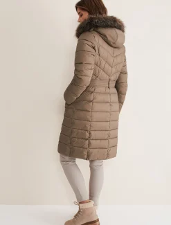 Coats^Phase Eight Synthia High Shine Midi Puffer Stone