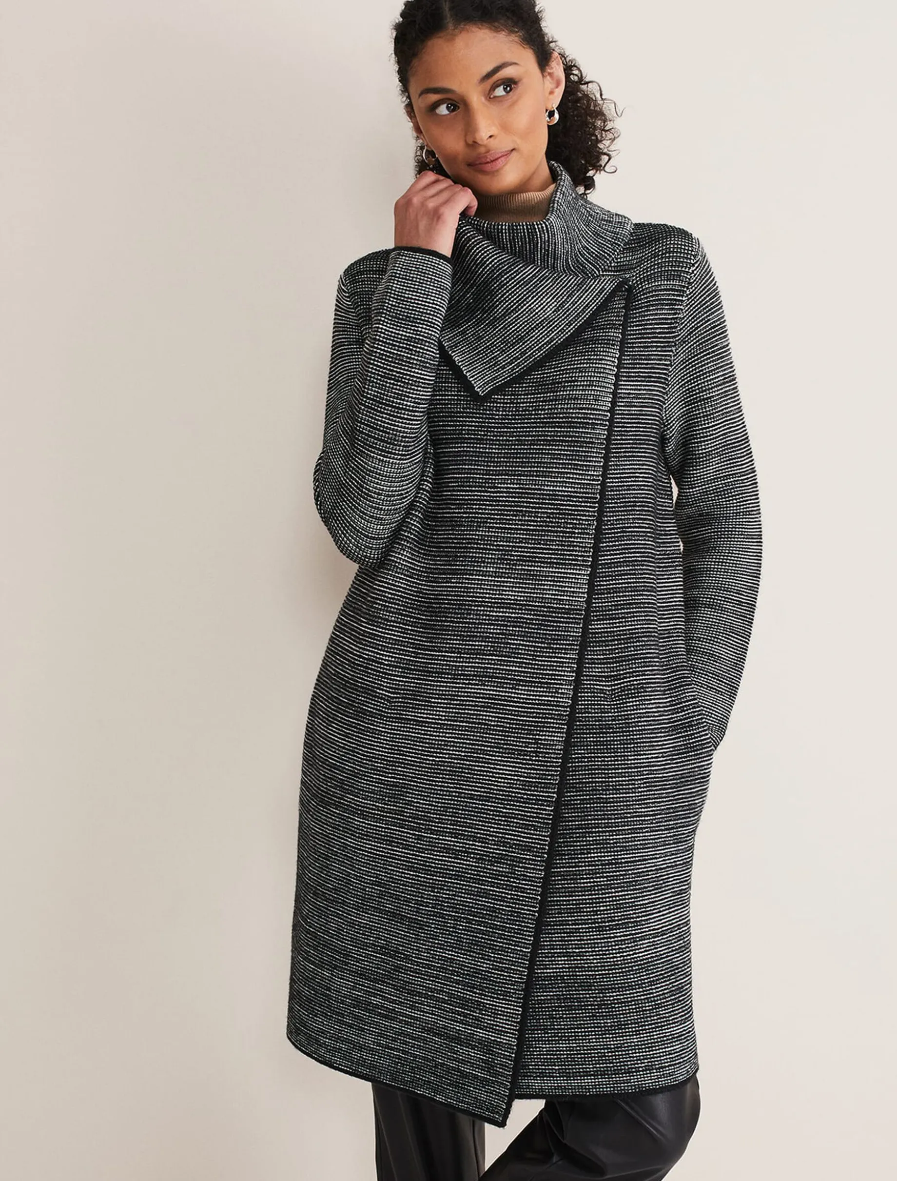Coats^Phase Eight Talia Tweed Knit Coat Grey/Black