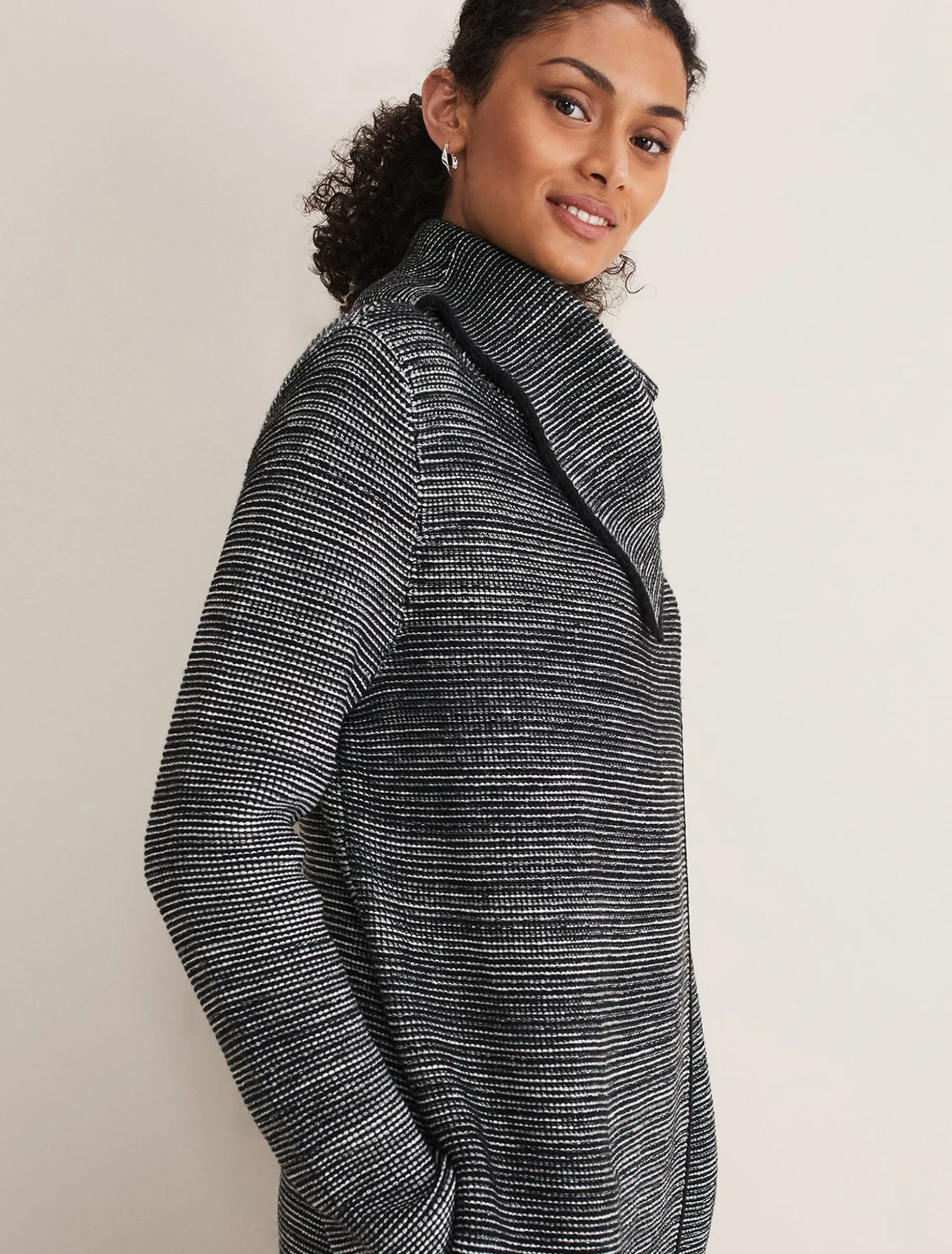 Coats^Phase Eight Talia Tweed Knit Coat Grey/Black