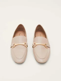 Flats^Phase Eight T-Bar Leather Loafers Neutral
