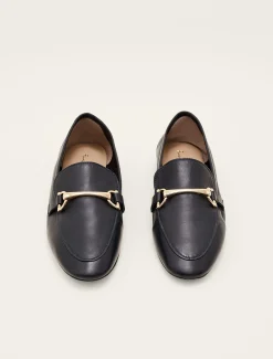 Flats^Phase Eight T-Bar Leather Loafers Navy