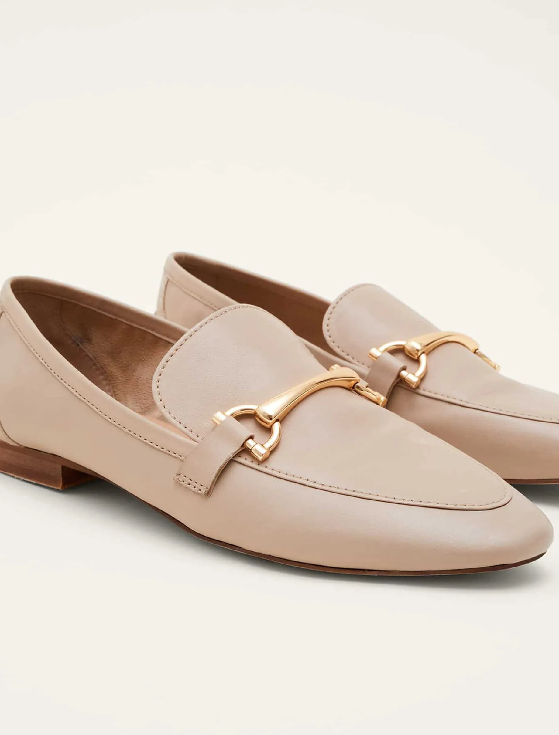 Flats^Phase Eight T-Bar Leather Loafers Neutral