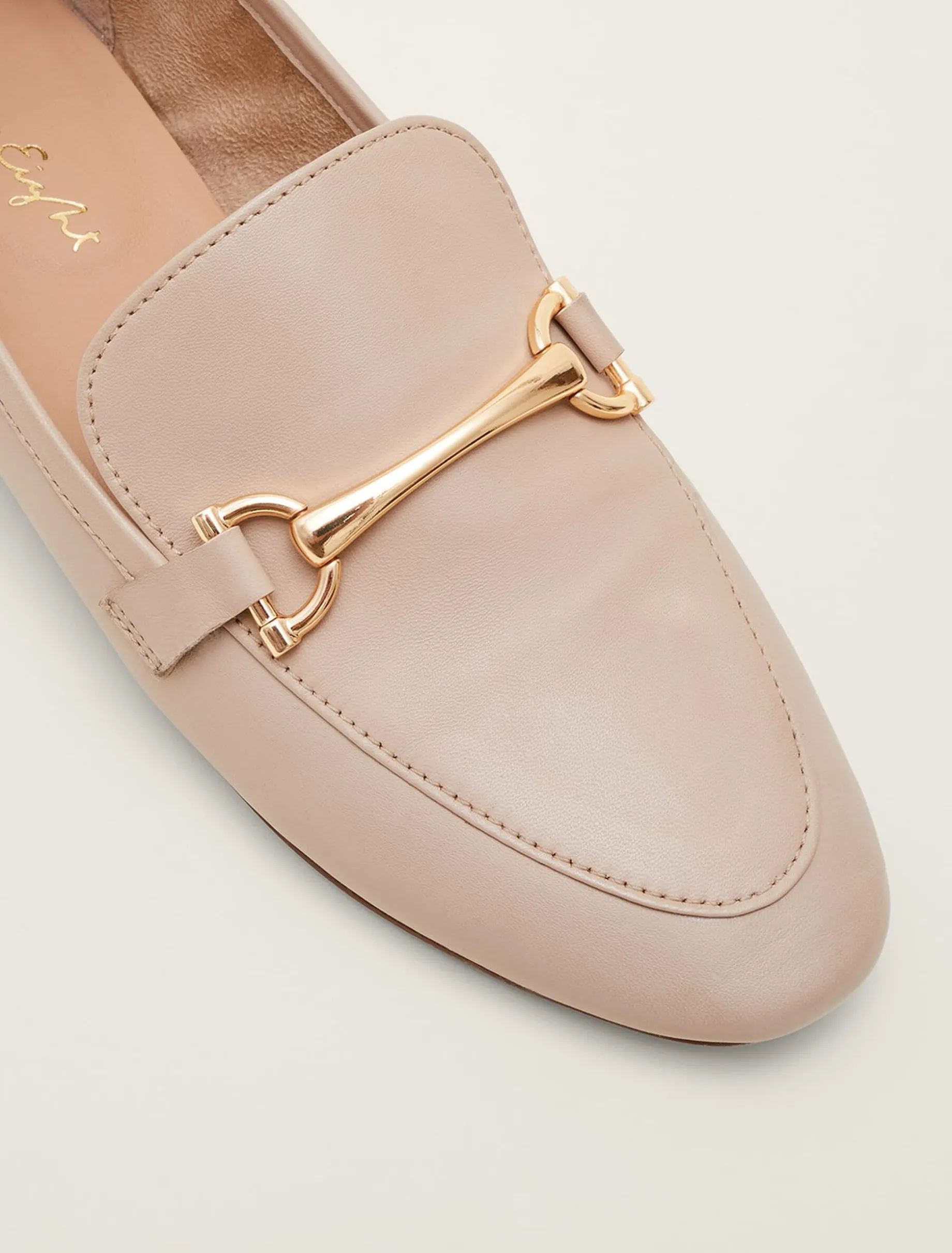 Flats^Phase Eight T-Bar Leather Loafers Neutral