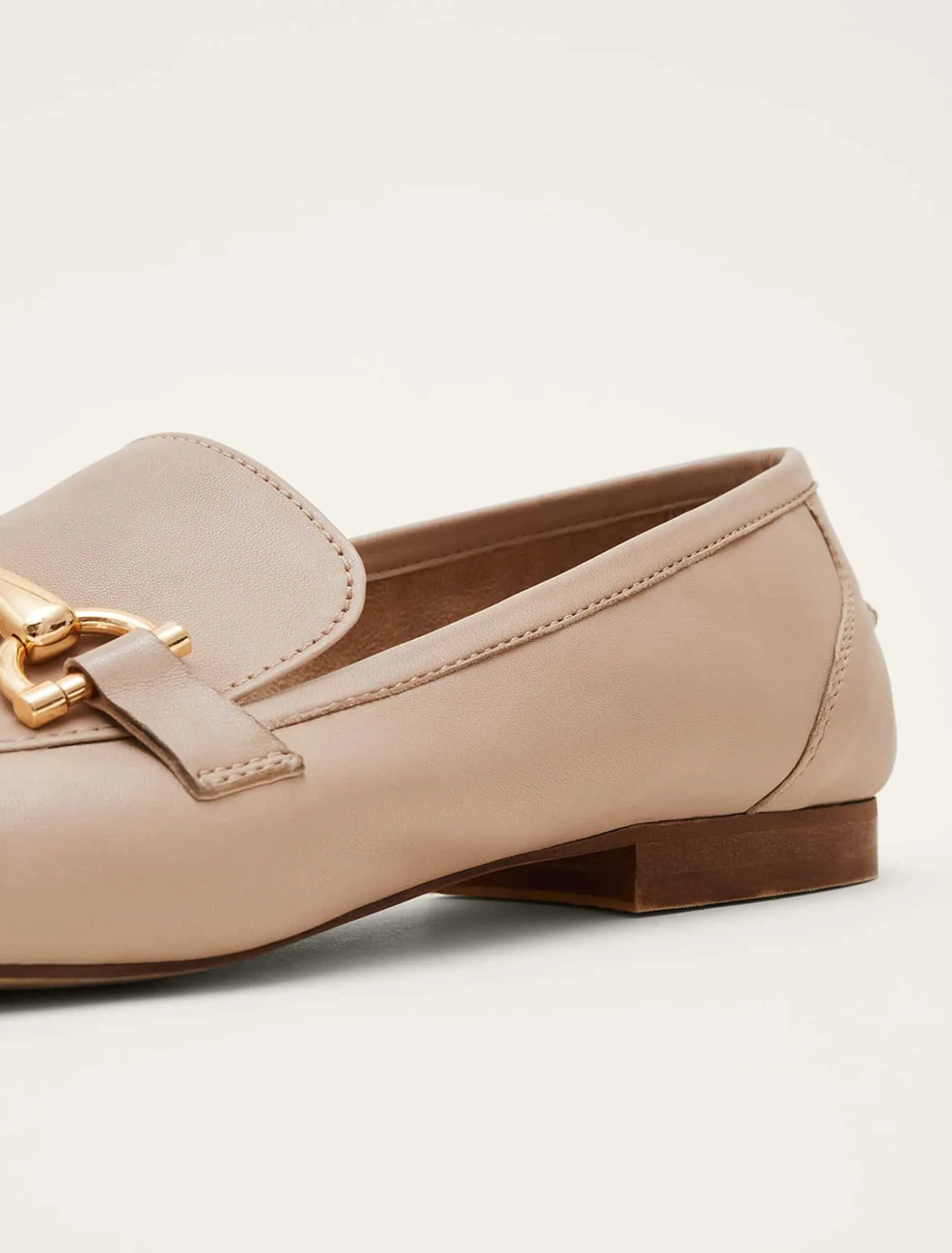 Flats^Phase Eight T-Bar Leather Loafers Neutral