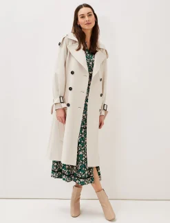 Coats^Phase Eight Tegan Trench Coat Off White